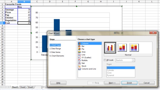 Tipsheet Open Office Calc - Create a Chart