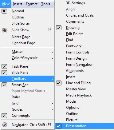 slide design toolbar