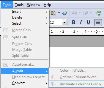 table autowidth distribute
