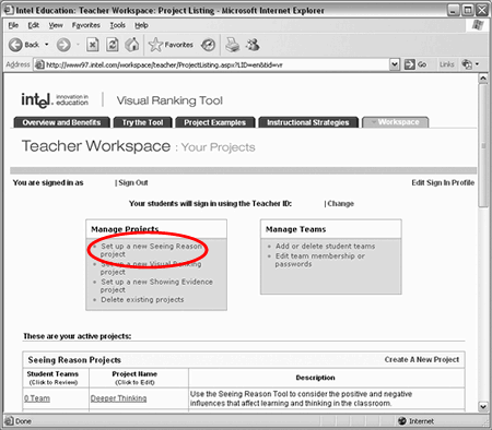 Teacher workspace